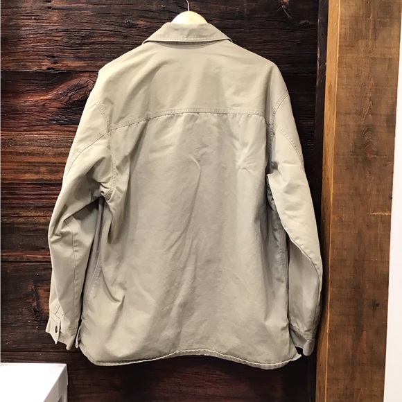 Vintage Mens Insulated Seersucker Shirt Jacket Size L Canvas Chore Barn Shacket - Picture 4 of 16